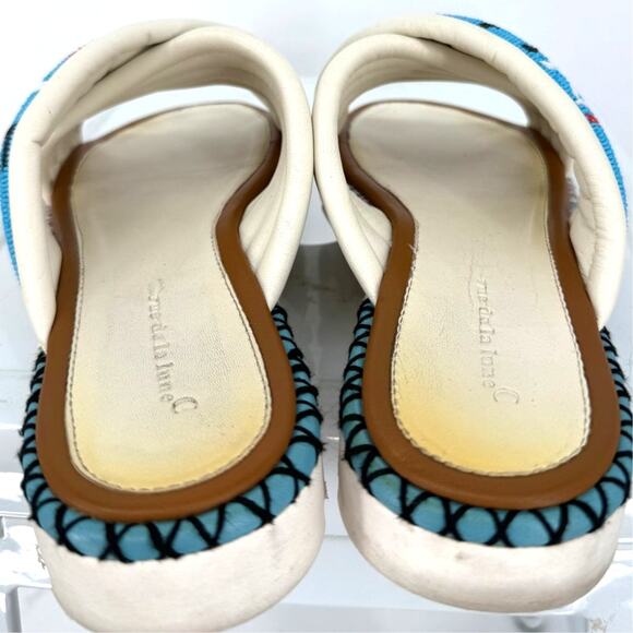 Rue De La Lune Slide Sandal Exhale Beaded Puff Padded Crossover Strap - Picture 4 of 7